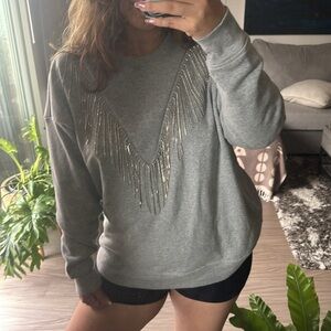 Bedazzled tassels sweatshirt